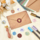 Brass Wax Seal Stamps with Rosewood Handle AJEW-WH0412-0140-4