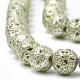 Brins de perles de pierre de lave naturelle galvanisées G-T098-01D-12-3