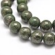 Round Natural Pyrite Beads Strands G-I127-6mm-01-3