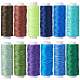 12Rolls 12 Colors Waxed Polyester Cord YC-SZ0001-03D-1