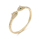 Зеленые и прозрачные браслеты-манжеты в виде змеи с кубическим цирконием BJEW-A131-01G-3