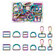 Fashewelry 18pcs 6スタイルの長方形とd字型の亜鉛合金調節可能なバックルクラスプバッグウェビング用アクセサリー  虹色  バックル留め金：18個/箱 FIND-FW0001-23-2