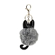 Porte-clés en cuir pu chat mignon et imitation boule de fourrure de lapin rex KEYC-C005-01D-2