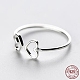 Sterling Silver Double Heart Open Cuff Ring for Women HEAR-PW0001-089S-1