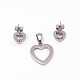 Heart 304 inoxydable boucles d'oreille en acier et pendentifs ensembles de bijoux SJEW-M033-14P-2