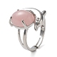 Ovale in quarzo rosa naturale con anello regolabile a delfino G-Z031-01P-20-2