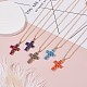 Sparkling Cross Pendant Necklace for Women NJEW-TA00015-4