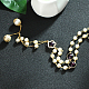 Real Gold Plated Alloy Acrylic Pearl and Rhinestone Tassel Pendant Sweater Necklaces NJEW-DD0009-164A-01-2