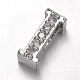 Platinum Plated Brass Micro Pave Cubic Zirconia Letter Slide Charms ZIRC-E015-04I-1