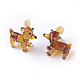 手作りランプワーク子犬ホームディスプレイ装飾  3D漫画の犬  ダークオレンジ  20~23x10~11x21~24mm LAMP-L075-039-2