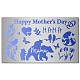GORGECRAFT Happy Mother's Day Metal Stencil Flowers and Hearts Journal Wood Burning Stencils Animals Template Stainless Steel Reusable Stencils for Painting DIY Decorations Card Making Scrapbooking DIY-WH0378-013-1
