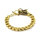 Men's Alloy Curb Chain Bracelet with Dragon Head Clasp BJEW-A129-05AG-2