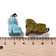 天然＆合成混合原石のペンダント  猫の形のチャーム、プラチナメッキのメタルスナップ留め金具付き  染めと未染色の混合  24x15.5x10mm  穴：3.5x5.5mm G-B068-05P-4