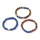 3 pièces 3 bracelets extensibles en pierre mélangée naturelle et synthétique de style sertis de perles de bois pour les femmes BJEW-JB08356-4
