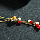 Plaqué 18k or véritable strass en alliage et rond acrylique colliers de perles pendentif pompon pull NJEW-DD0009-162D-4