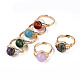 Adjustable Natural & Synthetic Gemstone Round Finger Rings RJEW-T020-01KC-2