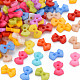 2-Hole Plastic Buttons, Bowknot, Mixed Color, 6x9x2mm, Hole: 1.5mm
