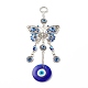 Alloy & Glass Turkish Blue Evil Eye Pendant Decoration HJEW-I008-02AS-1