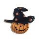 ハロウィンプリントアクリルパーツ  かぼちゃのジャック・オー・ランタン、帽子チャーム付き  カボチャ模様  33x36.5x2.5mm  穴：2mm MACR-G059-03A-2