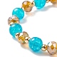 Bracelet extensible en perles de verre rondes avec breloque papillon en alliage pour femme BJEW-JB08232-6