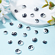 Beebeecraft 60Pcs/Box 2 Size Yin Yang Beads Natural Freshwater Shell Printed Beads Tai Chi Spacer Beads for Necklace Bracelet Jewelry Making Accessories SHEL-BBC0001-03-4