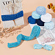 Benecreat 14m 7 style bleu série bandeau élastique au crochet ruban OCOR-BC0005-36-5