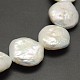 Redondas plana perlas naturales nucleado hebras de abalorios PEAR-F001-05-2