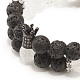 Natural Crackle Quartz & Lava Rock Round Beads Stretch Bracelets Set BJEW-JB07205-7