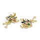 Rack Plating Brass Micro Pave Colorful Cubic Zirconia Charms ZIRC-C041-15G-3