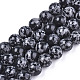Naturschneeflocke Obsidian Perlen Stränge, gefärbt, Runde, Schwarz, 8.5 mm, Bohrung: 1 mm, ca. 46 Stk. / Strang, 14.76 Zoll (37.5 cm)