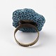 調節可能なナゲット溶岩岩の宝石用原石の指輪  プラチナメッキ真鍮パーツ  スチールブルー  18mm RJEW-I013-09-3