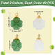 DICOSMETIC 80Pcs 2 Colors Four Leaf Charms Glass St. Patrick's Day Shamrock Charms with Golden Brass Loops Lucky Bead Charms for DIY Necklace Bracelet Earrings Making Supplies GLAA-DC0001-09-2