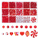 PH PandaHall 627pcs Red Beads 24 Styles Loose Beads Leaf Heart Beads Glass Acrylic Beads Cube Spacer Beads for Valentine's Christmas Mother’s Day Bracelet Necklace Earring Keychain Jewelry Making DIY-HY0001-25-1