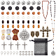 PH PandaHall 359pcs Cross Charms Rosary Jewelry Making Wood Beads Rosaries Tibetan Pendant and Spacer Beads for Easter Eid Mubarak Ramadan Necklace Bracelet Earrings Rosary Making Bead Supplies DIY-PH0009-63-1