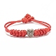 2Pcs 2 Color Alloy with Word Love Beaded Cord Bracelet BJEW-JB07859-3