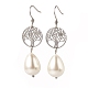 Natural Teardrop Shell Pearl Beads Dangle Earrings EJEW-JE02792-1