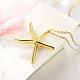 Golden Plated Brass Starfish Pendant Necklaces NJEW-BB01584-3