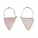 Natural Rose Quartz Triangle Dangle Hoop Earrings G-S359-363I-2