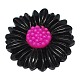Black Tone Flower Opaque Resin Cabochons X-CRES-B1293-A26-1