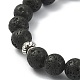 Bracelet extensible en perles de lave naturelle avec breloques en alliage BJEW-JB09477-5
