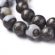 Brins de perles synthétiques de pyrite africaine et d'amazonite de fleurs assemblés G-D0006-C14-8mm-3