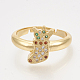 Ciondoli in ottone con zirconi cubici e orecchini a bottone e anelli regolabili set di gioielli SJEW-S043-12-2