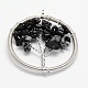 Tree of Life Natural Snowflake Obsidian Bead Brass Wire Wrapped Big Pendants KK-L136-03K-NR-1