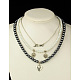 Conjuntos de joyas de perlas de vidrio para el día de san valentín: collares y pendientes SJEW-JS00423-02-3