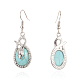 Oval Synthetic Turquoise Dangle Earrings EJEW-L170-02P-2