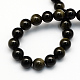 Brillance dorée naturelle perles rondes obsidienne brins X-G-S157-8mm-2