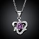 Simple Silver Color Plated Brass Cubic Zirconia Flower Pendant Necklaces For Women NJEW-BB12989-03-2