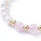 Natürliche Perlen & natürliche Rosenquarz Perlen Armbänder BJEW-JB05153-05-2
