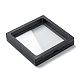 正方形の透明なpe薄膜サスペンションジュエリーディスプレイスタンド  紙外箱付き  リングネックレスブレスレットイヤリング収納用  ブラック  11x11x2cm CON-D009-02B-02-3