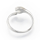 Открытое кольцо-манжета с сердцем из натуральной раковины и прозрачным кубическим цирконием RJEW-N039-09P-3